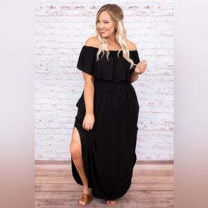 NWOT - Chic Soul - By the Boardwalk Off the Shoulder Maxi Dress in Black - 3X